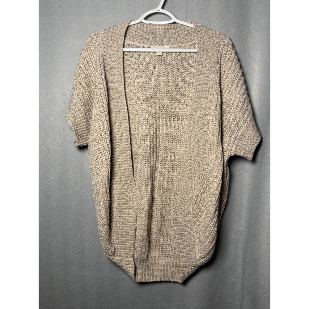 Poof Excellence Womens Beige Chunky Knit Open Front Cocoon Cardigan Large 95182J